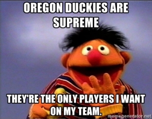 Chip Kelly changing the Rubber Duckie lyrics.